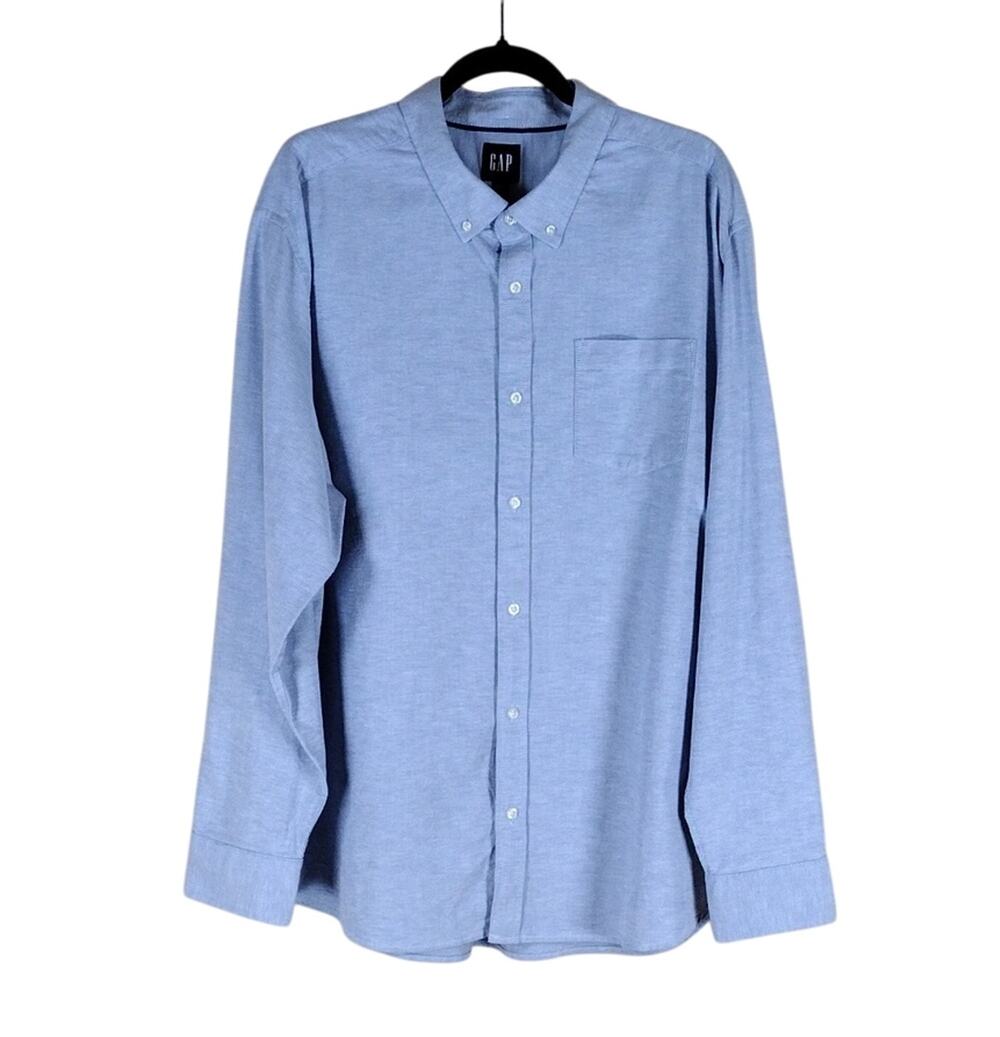 GAP Shirt Men’s XXL Light Blue Cotton Poplin Button Down Preppy Casual Classic